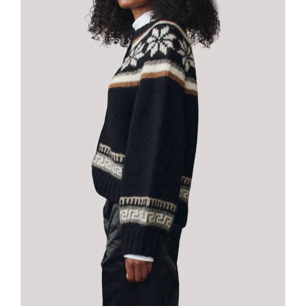 NEW THE GREAT. the snowflake ice rink cardigan in black - Picture 3 of 4